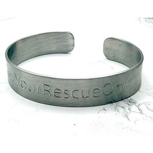 Animal Rescue Cuff Bracelet Silver Tone Get Your Rescue On Bangle 8" x 1/2"